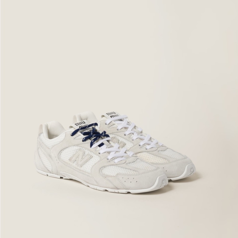 New Balance X Miu Miu 530 SL suede and mesh sneakers, size 37.5, White